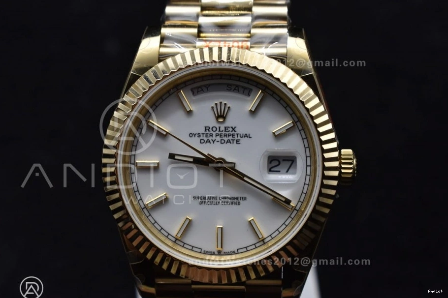 Dial DayDate Bracelet YG Markers On Tungsten White Steel A2836 40 GMF V2 President Stick 904L Weighted 0223